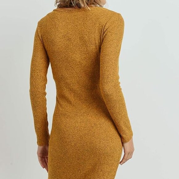 **HELLO MIZ** Women's Knit Ribbed Maternity Dress with Long Sleeve Lightweight - Picture 5 of 6